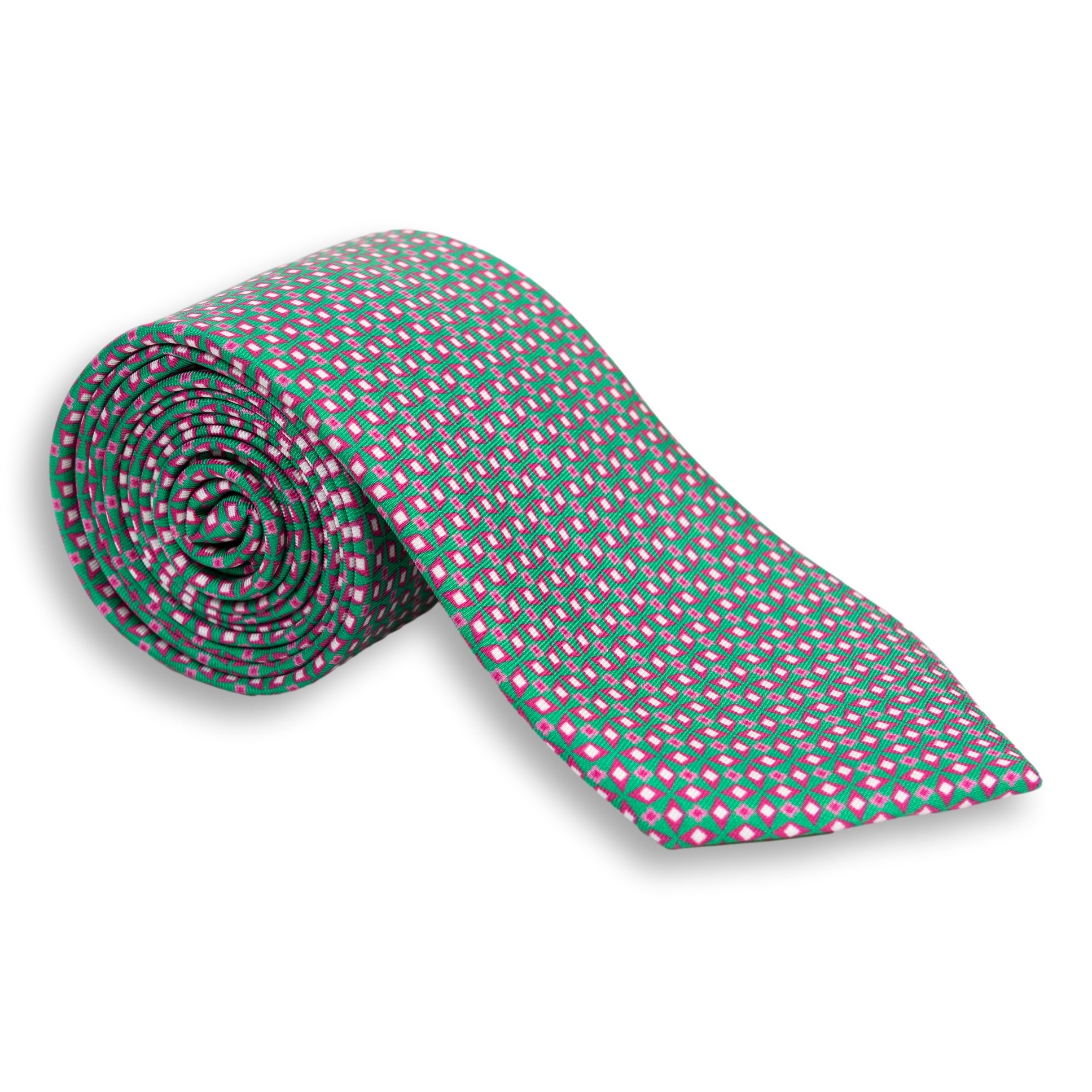 Abstract Diamond Pattern Silk Print Tie