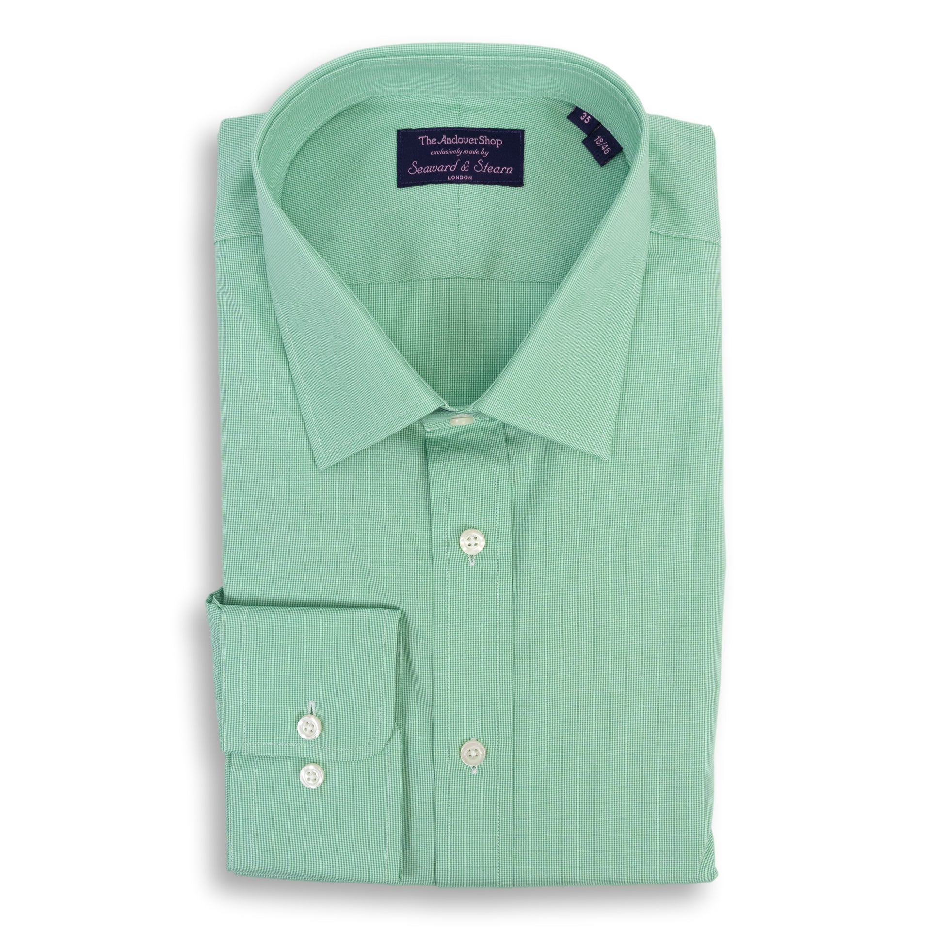 Green Micro Houndstooth Spread Collar Dress Shirt – The Andover Shop