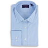 Blue Micro Houndstooth Spread Collar Dress Shirt