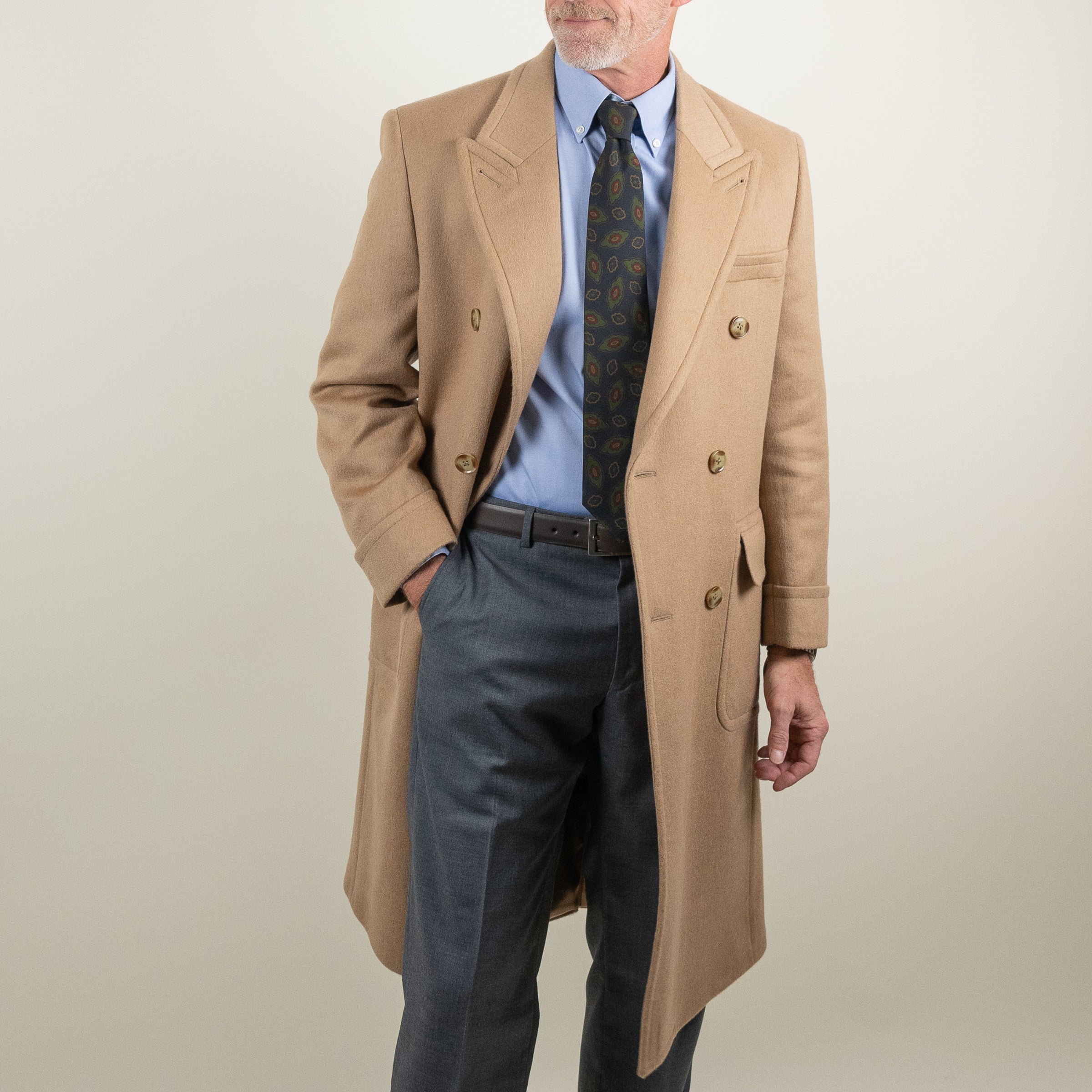 Camel Hair Double Breasted Polo Coat Camel 36R