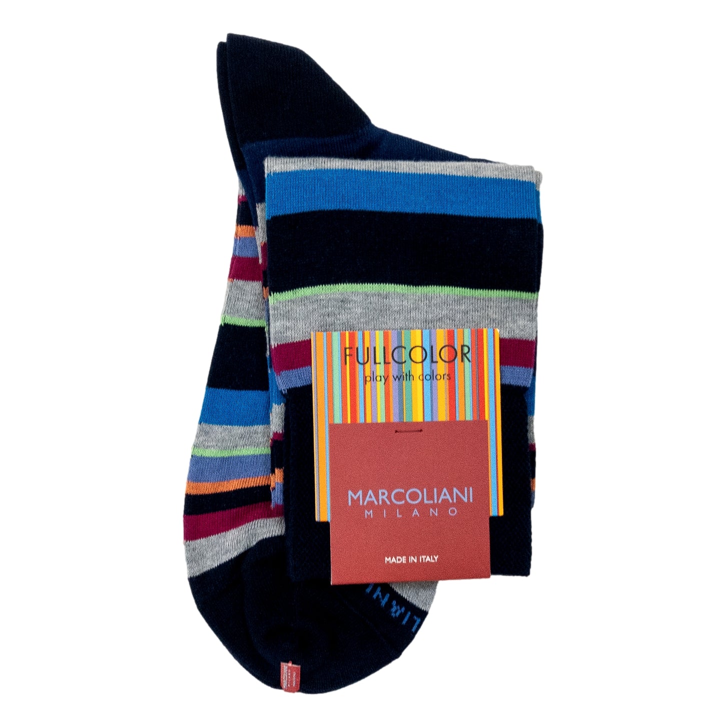Pima Cotton Multi-Color Stripe Over-the-Calf Dress Socks
