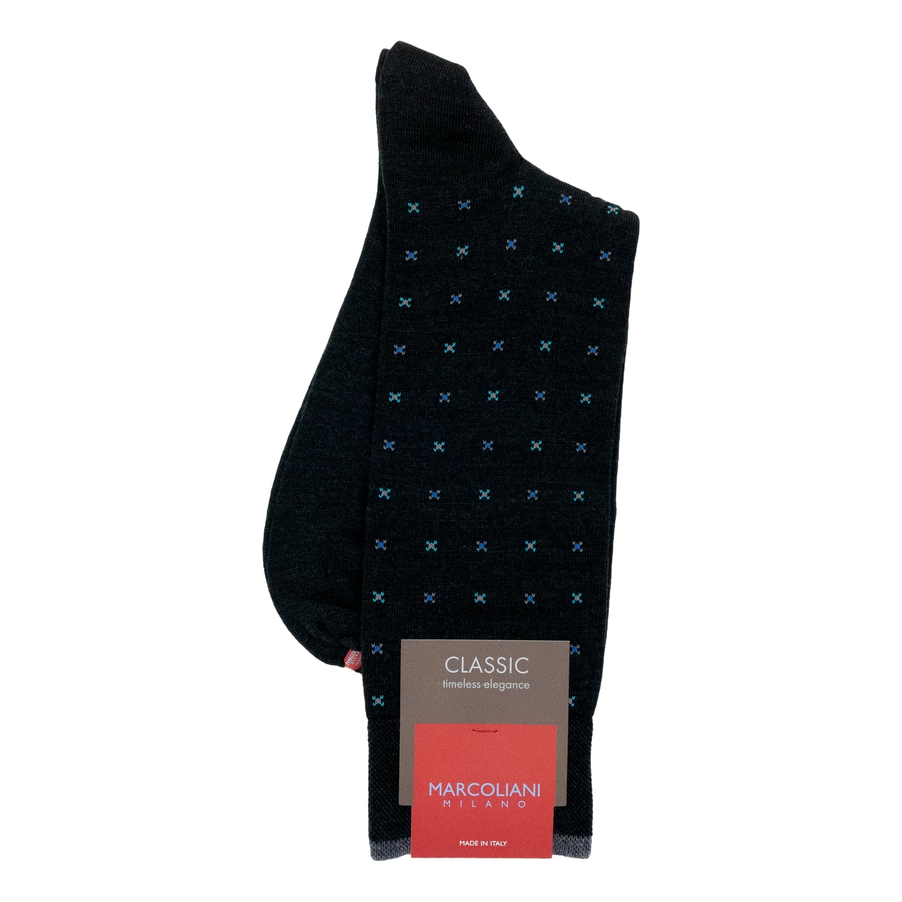 Micro Tie Merino Wool Mid-Calf Dress Sock