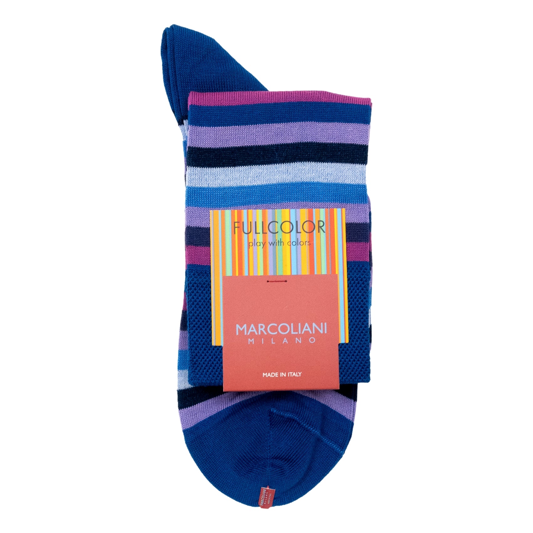 Pima Cotton Rainbow Stripe Over-the-Calf Dress Socks