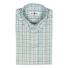Light Blue Ground with Brown, Gold, and Green Tattersall Button Down Sport Shirt