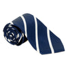 Navy and White Silk Repp Stripe Tie