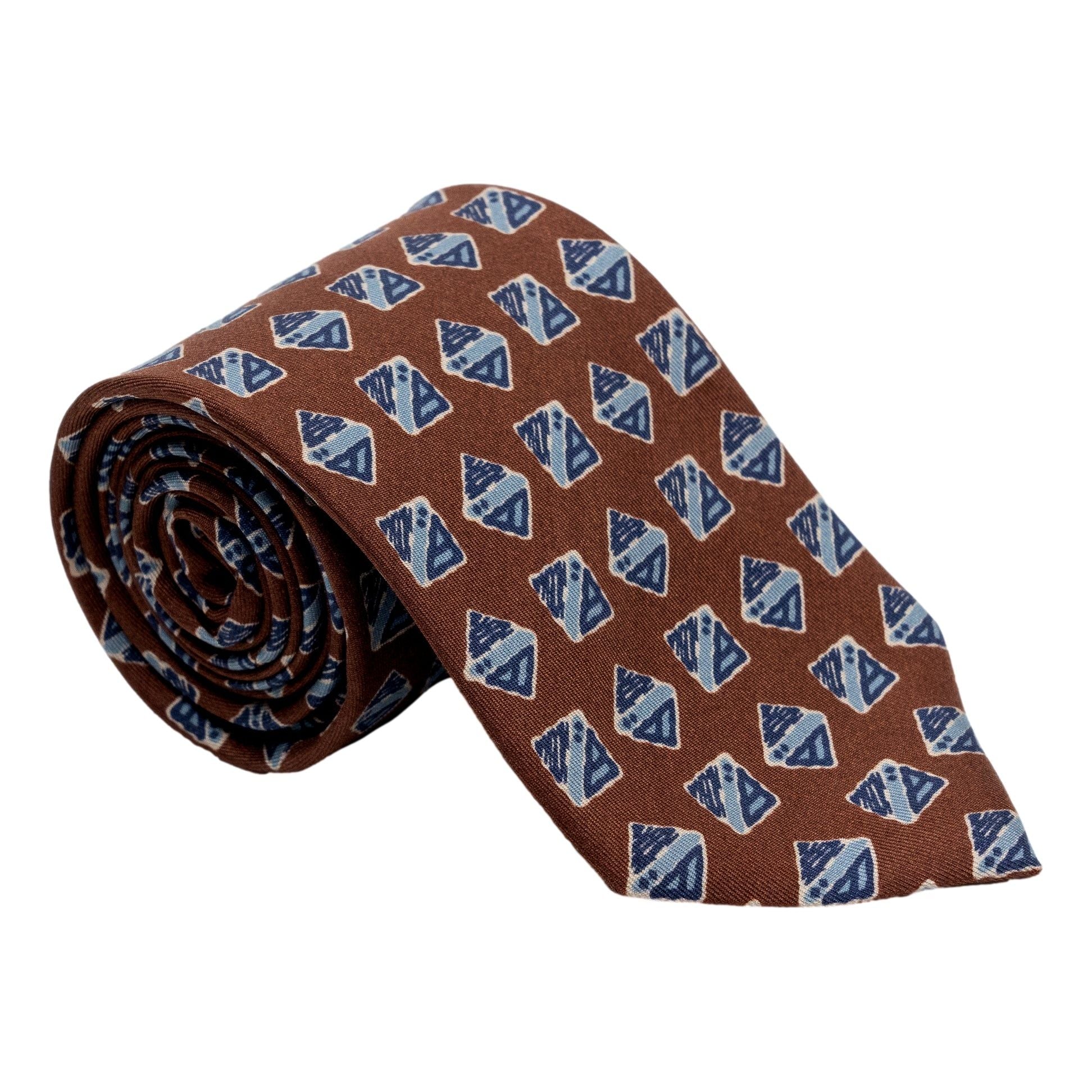 Artistic Square and Diamond Motif Silk Tie