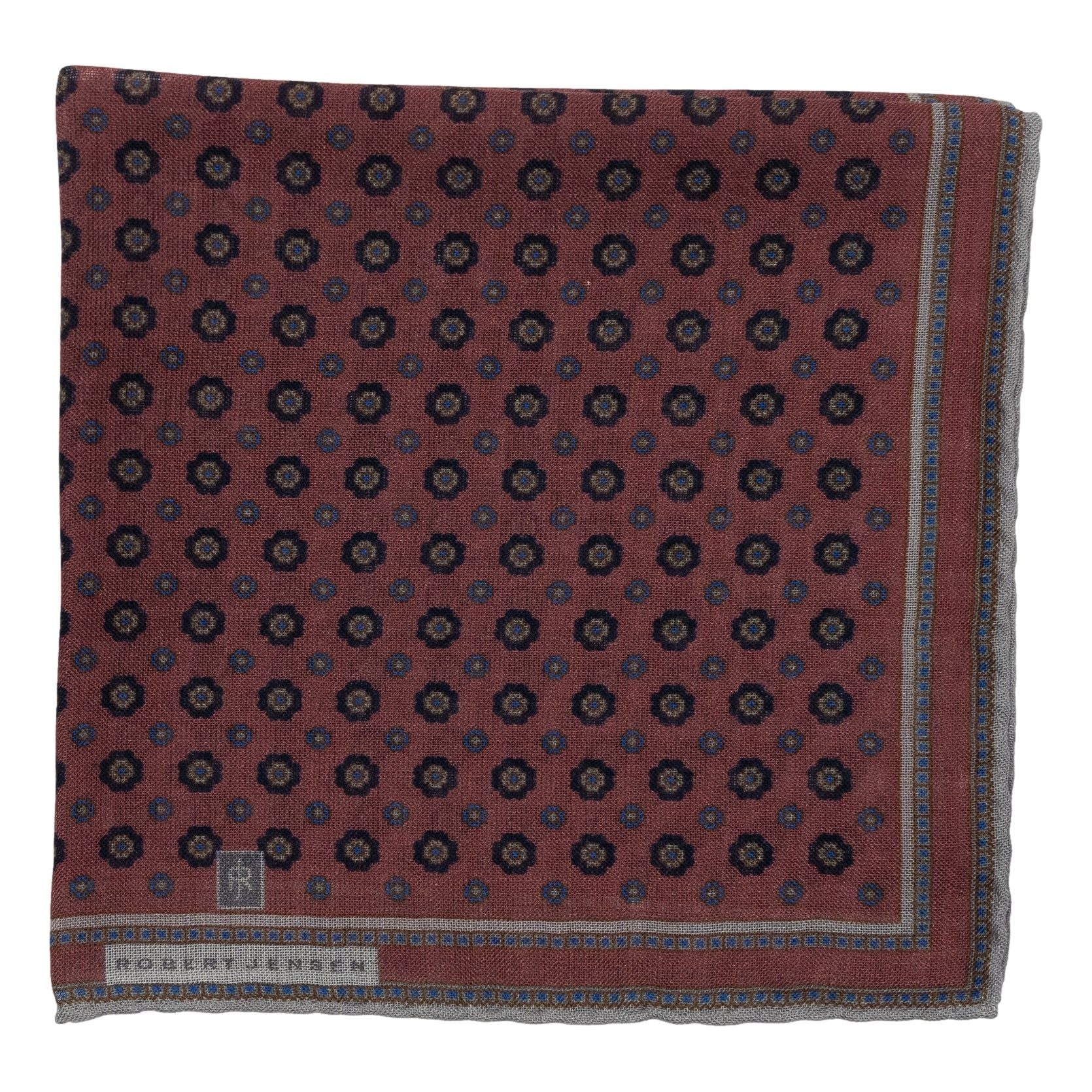 Cagliari Flower Wool and Silk Pocket Square