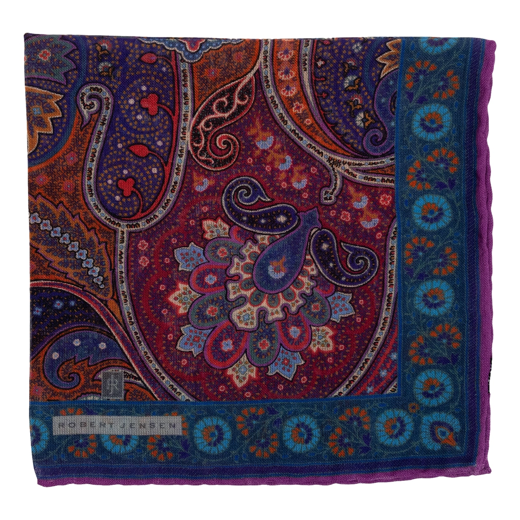 Venice Paisley Wool and Silk Pocket Square