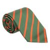 Hunter Green and Orange Repp Stripe Silk Tie