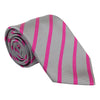 Silver and Pink Repp Stripe Silk Tie