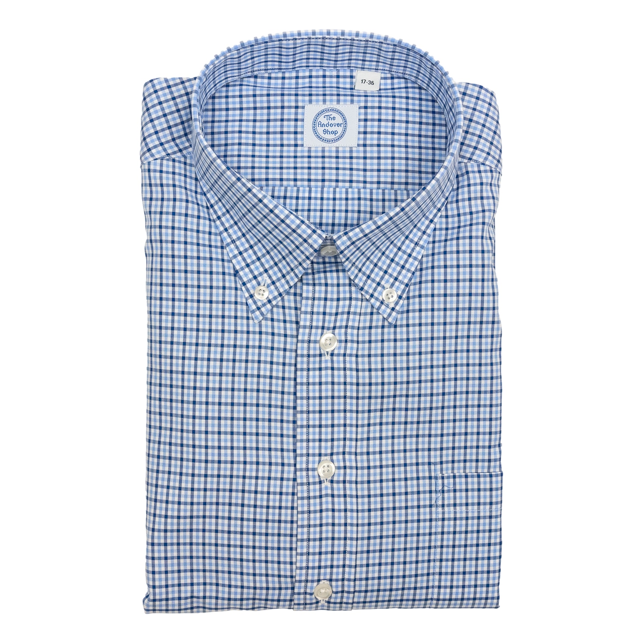 Blue, Navy, and White Check Button Down Dress Shirt The Andover Shop Blue, Navy, and White Check Button Down Dress Shirt The Andover Shop
