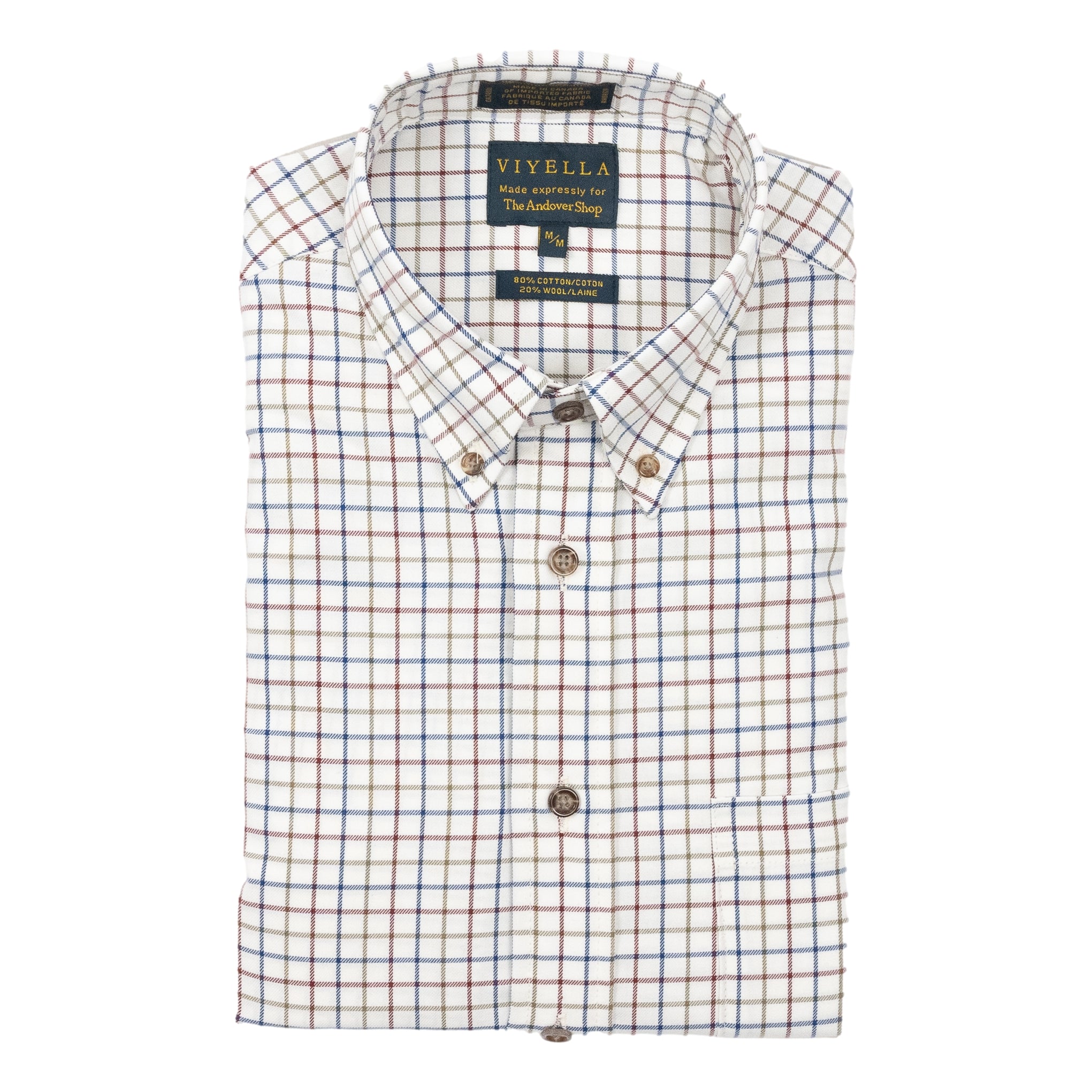 Olive, Maroon, and Andover Blue Tattersall Viyella Sport Shirt