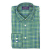 Green Ground with White and Blue Tattersall Spread Collar Dress Shirt