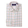 White Ground with Pink, Blue, and Brown Tattersall Spread Collar Dress Shirt
