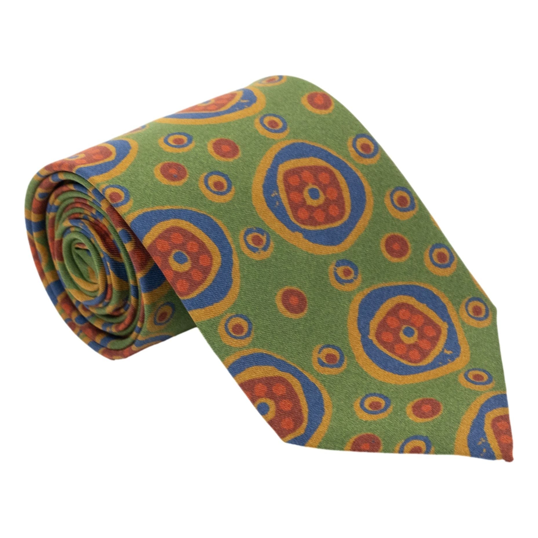 Abstract Circle Print Silk Tie