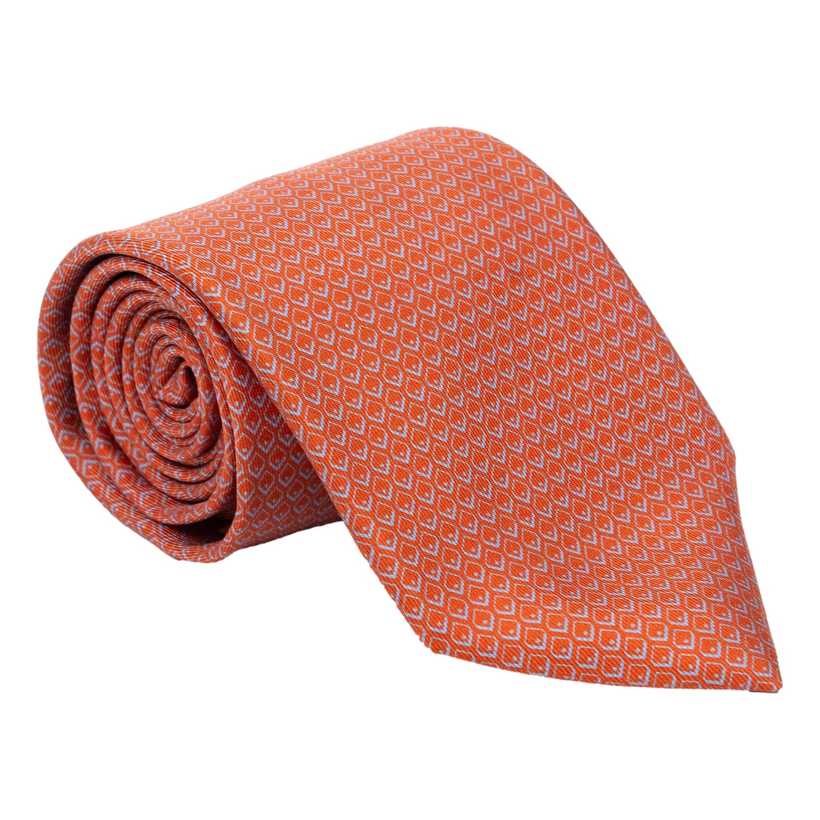 Diamond and Pin Dot Print Silk Tie