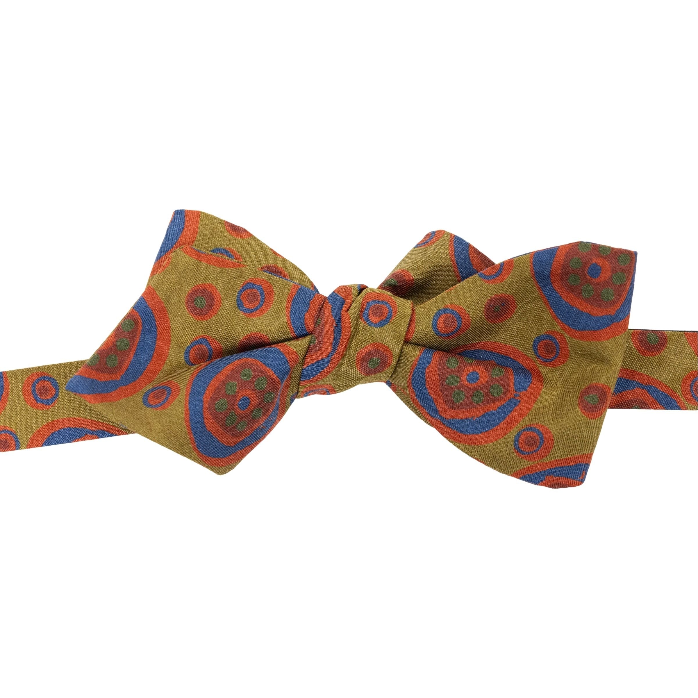 Abstract Circle Print Silk Pointed End Bow Tie