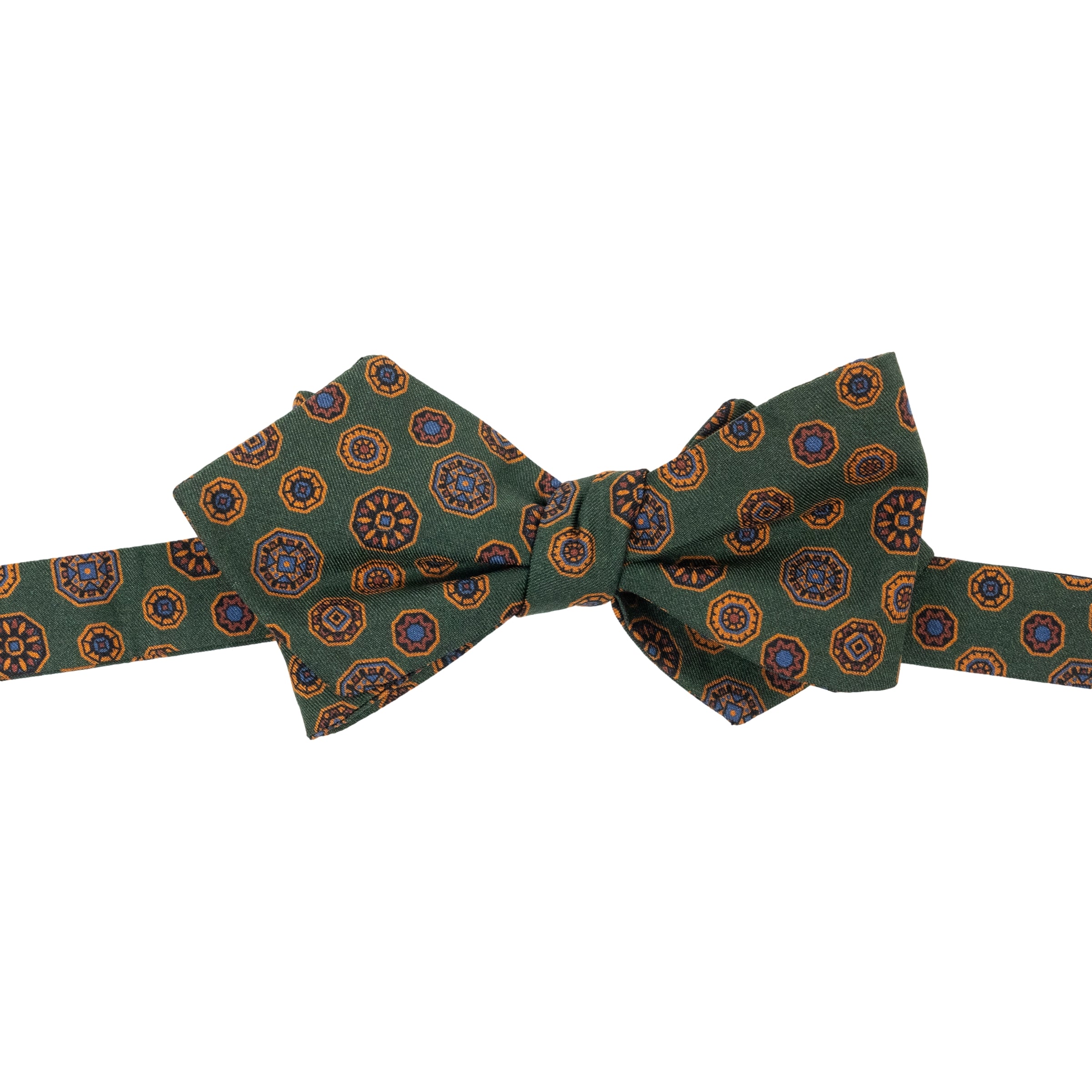 Medallion Print Silk Pointed End Bow Tie