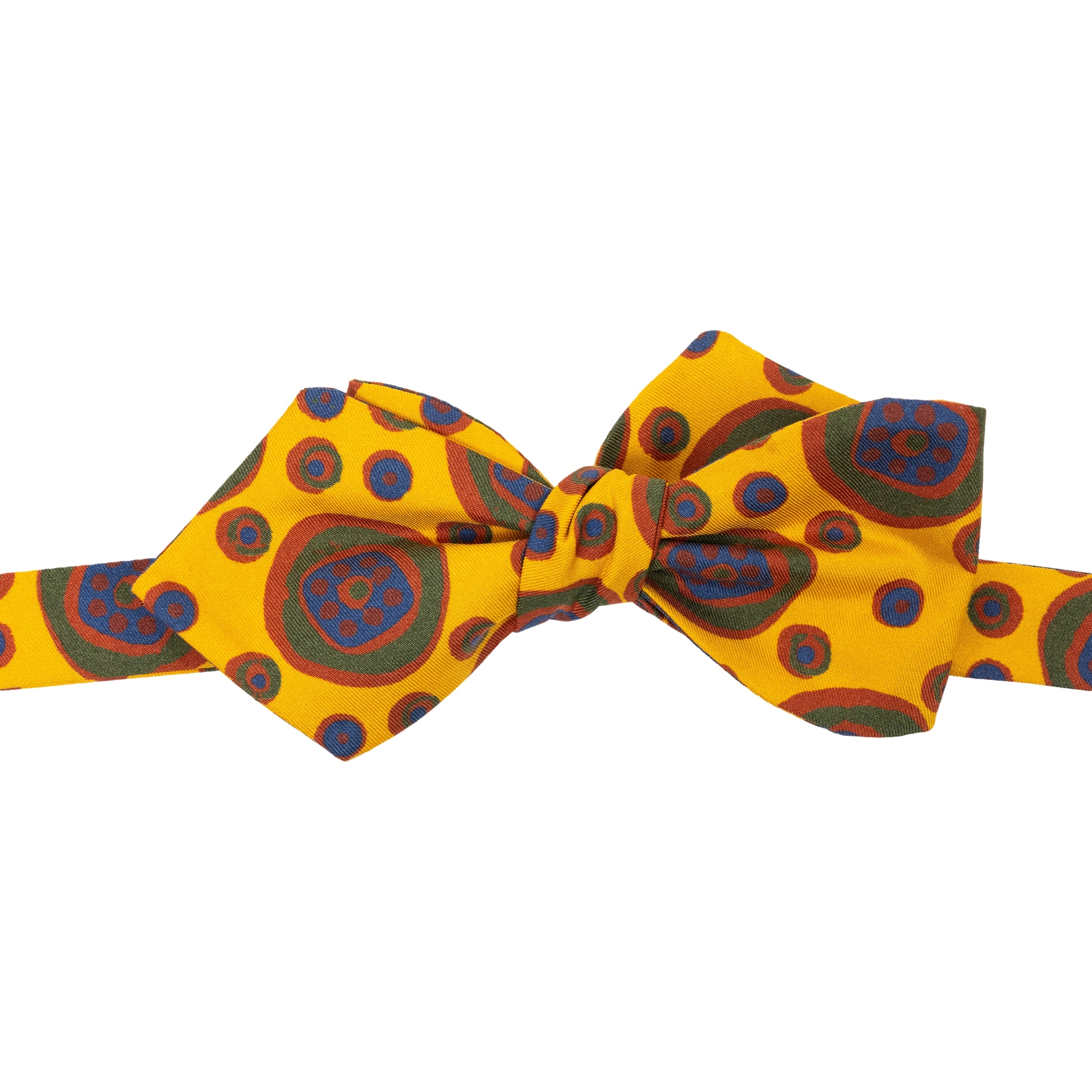 Abstract Circle Print Silk Pointed End Bow Tie