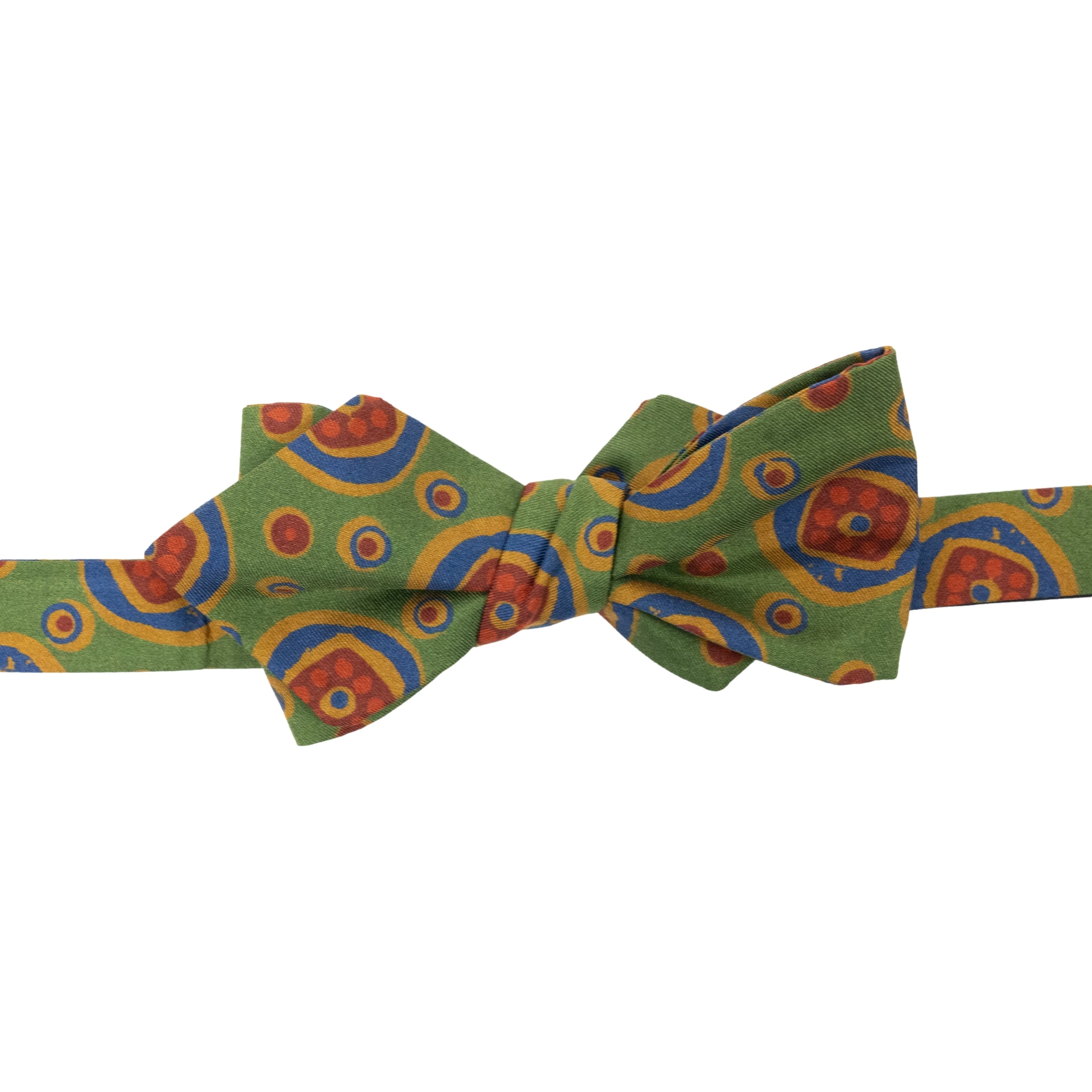 Abstract Circle Print Silk Pointed End Bow Tie