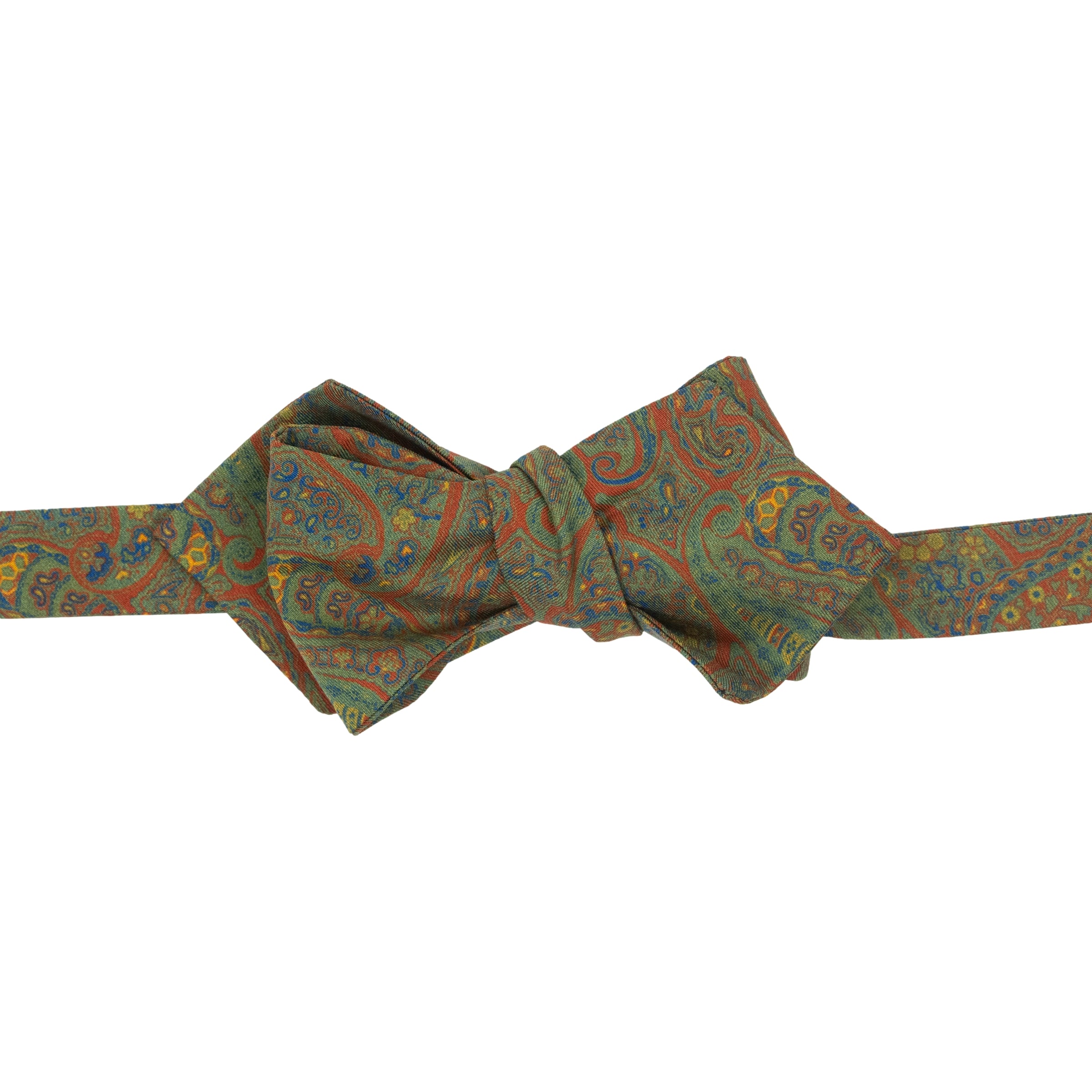 Classic Paisley Print Silk Pointed End Bow Tie