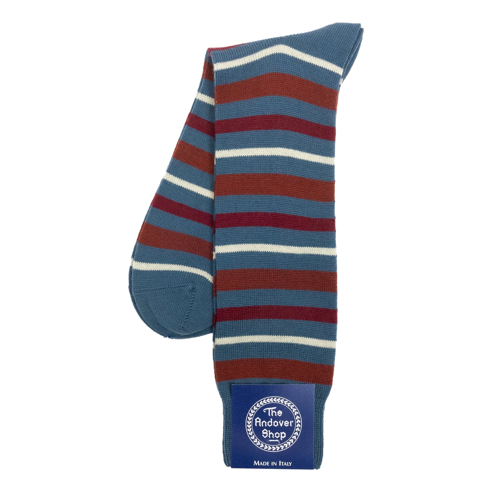 Mid-Calf Multi Stripe Wool Dress Socks