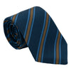 Navy with Brown and Sky Blue Striped Irish Poplin Tie