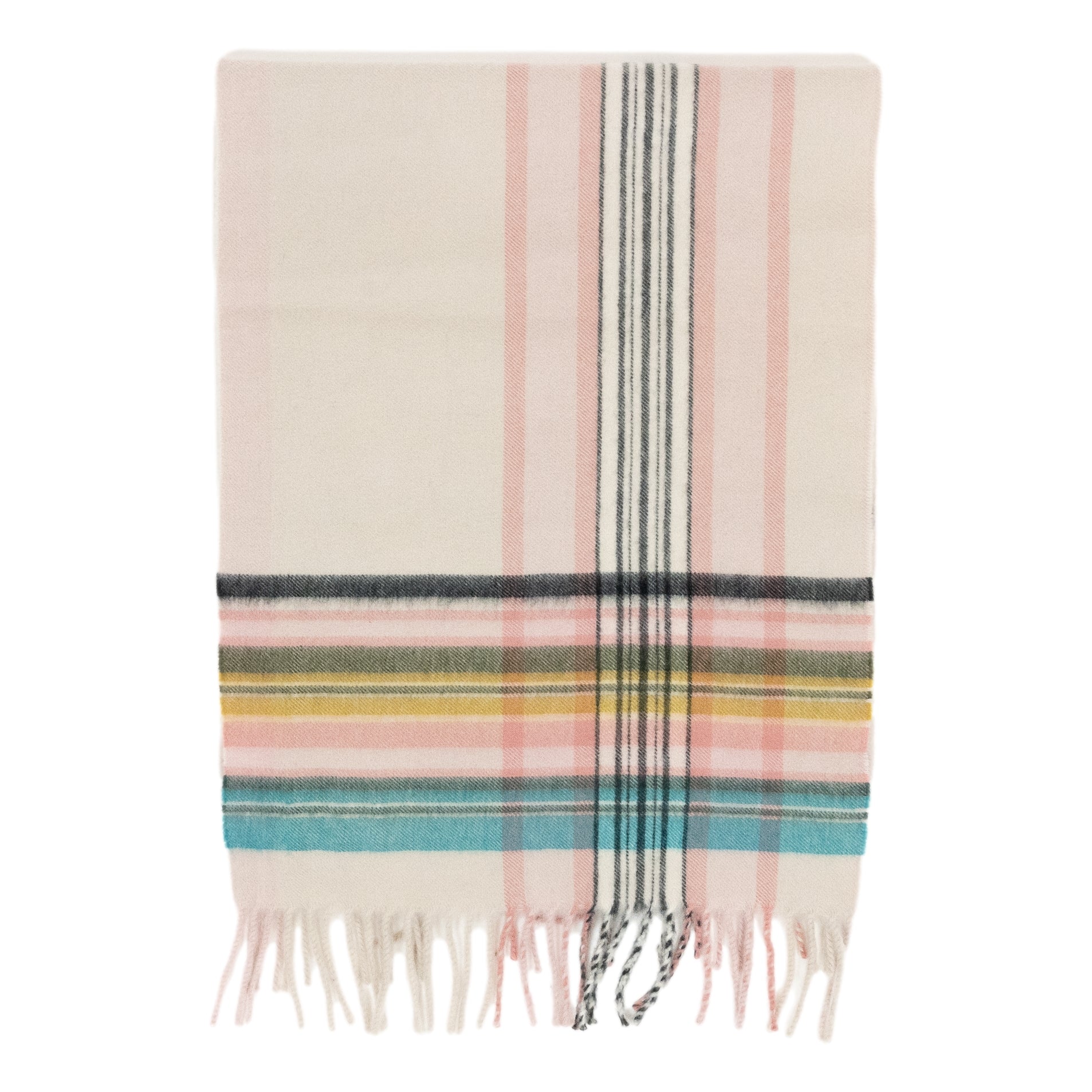 Oyster Pink Plaid Cashmere Scarf