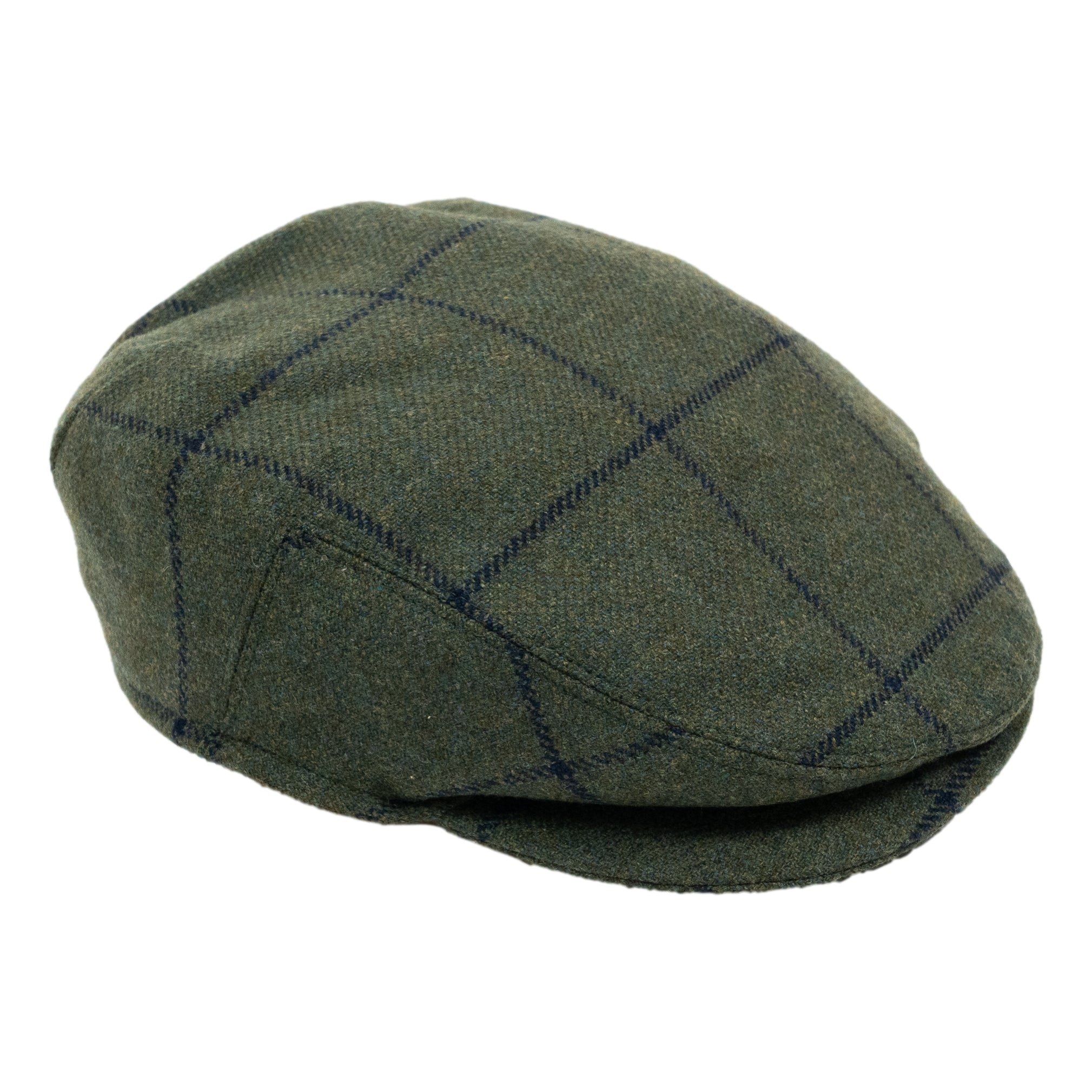 Loden with Navy Windowpane Wool Cap Loden with Navy Windowpane 1/8