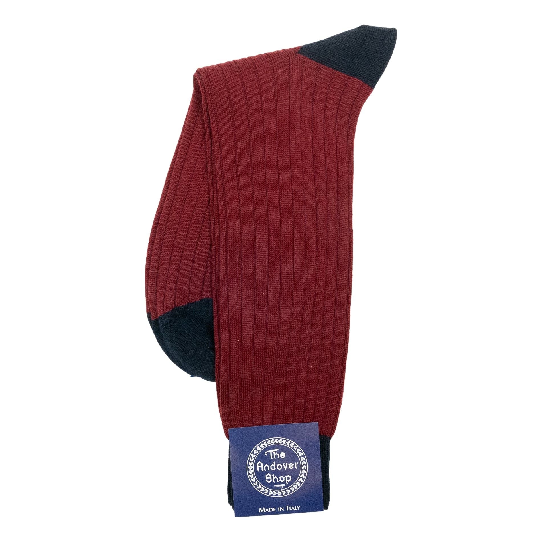 Mid-Calf Alternating Toe and Heel Wool Dress Sock