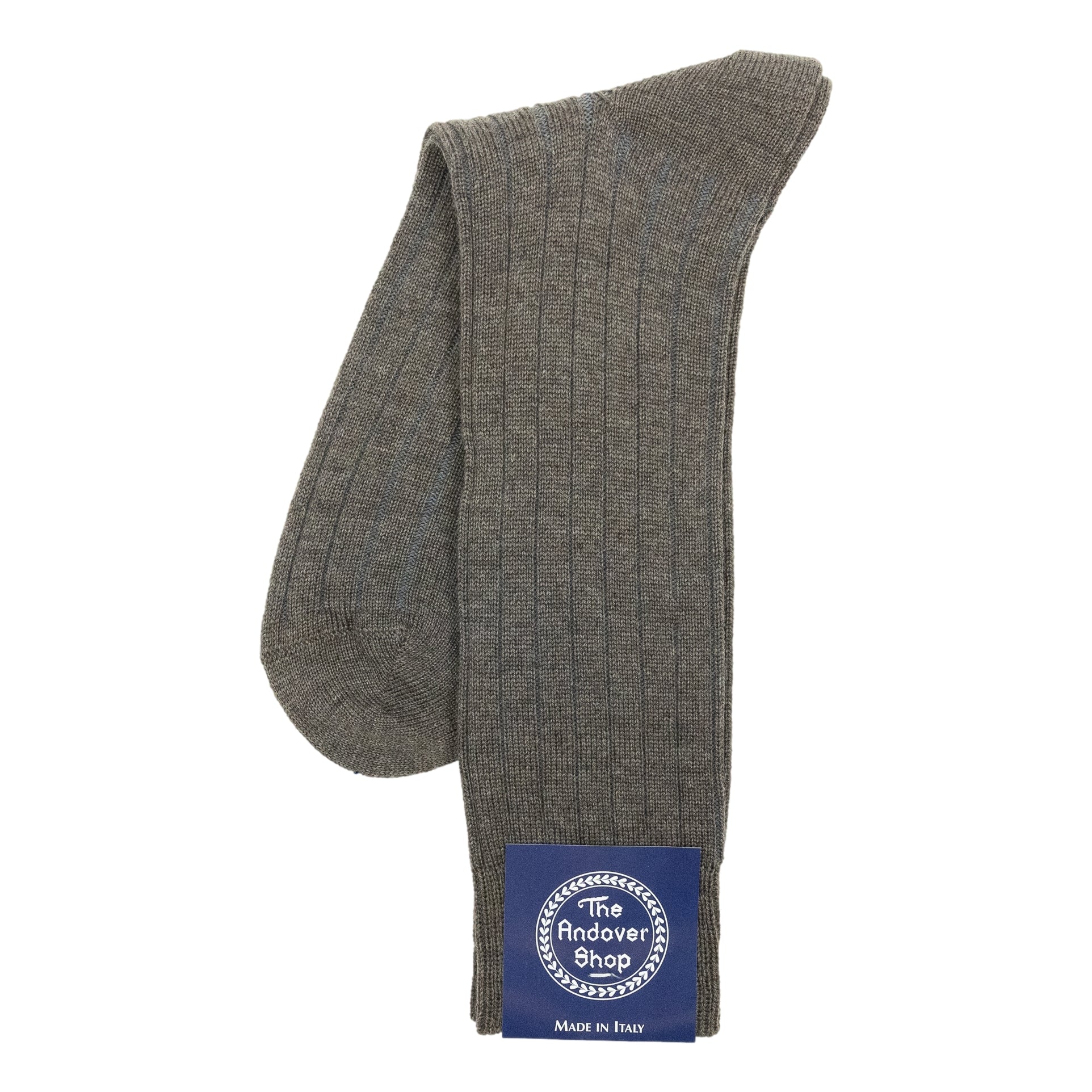 Mid-Calf Ribbed Shadow Stripe Wool Dress Socks