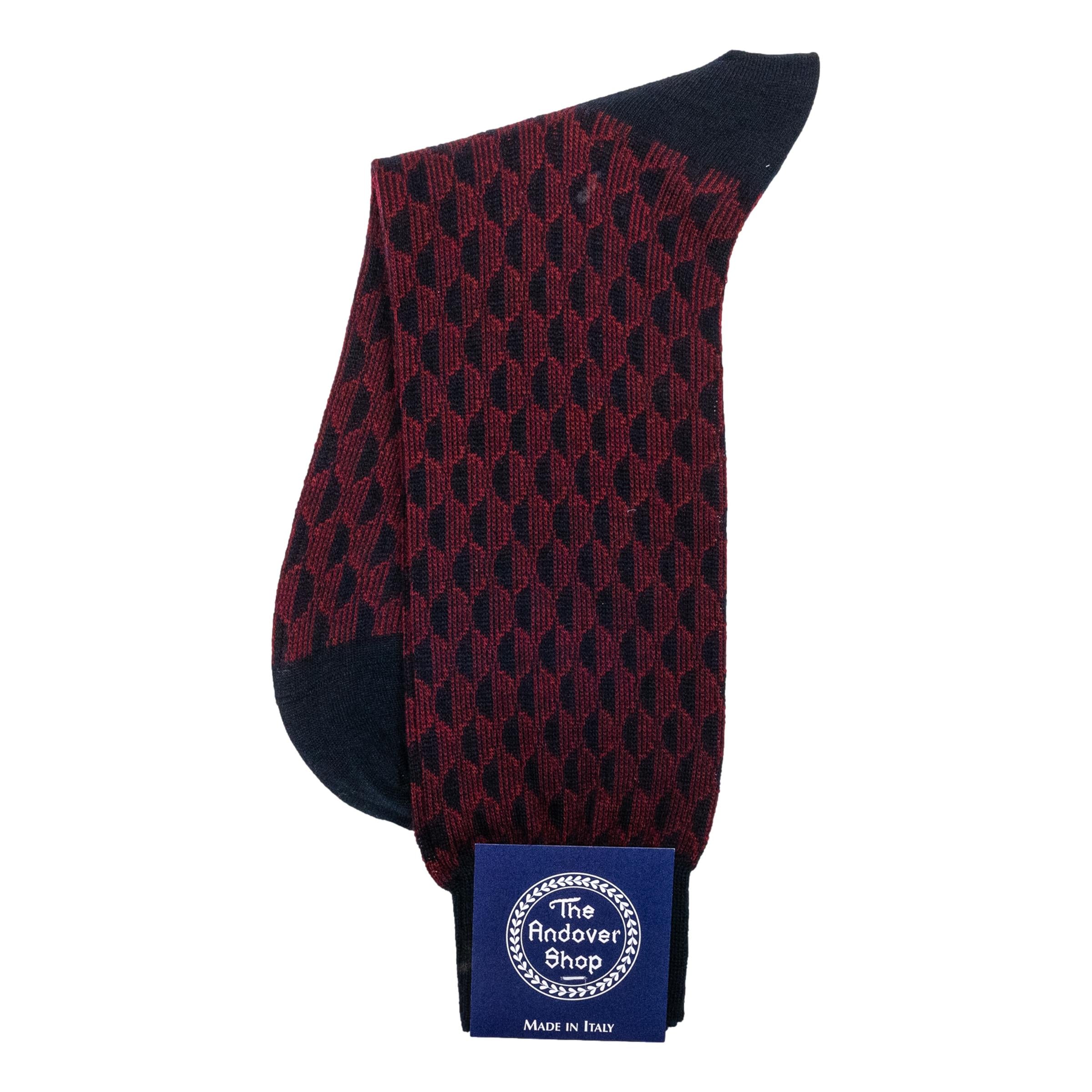 New Geo Patterned Wool Mid-Calf Dress Sock