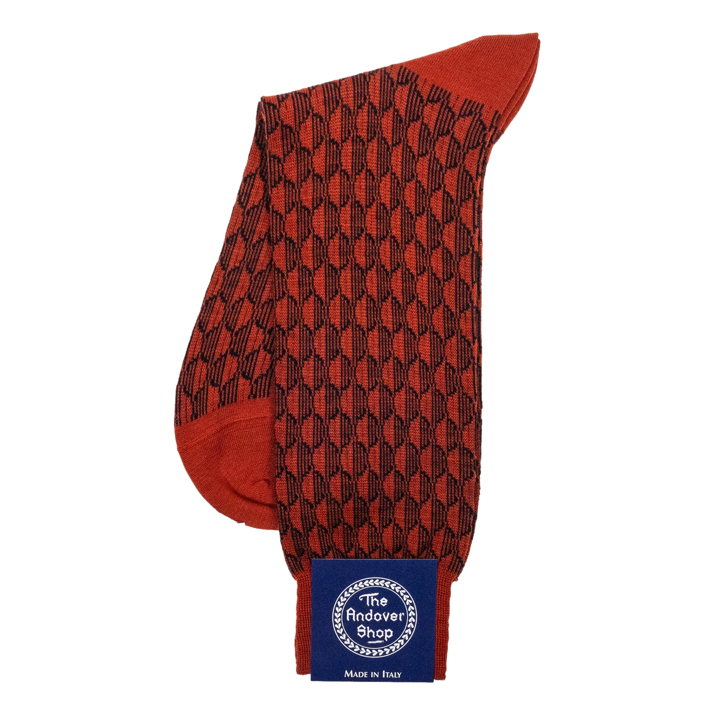 New Geo Patterned Wool Mid-Calf Dress Sock