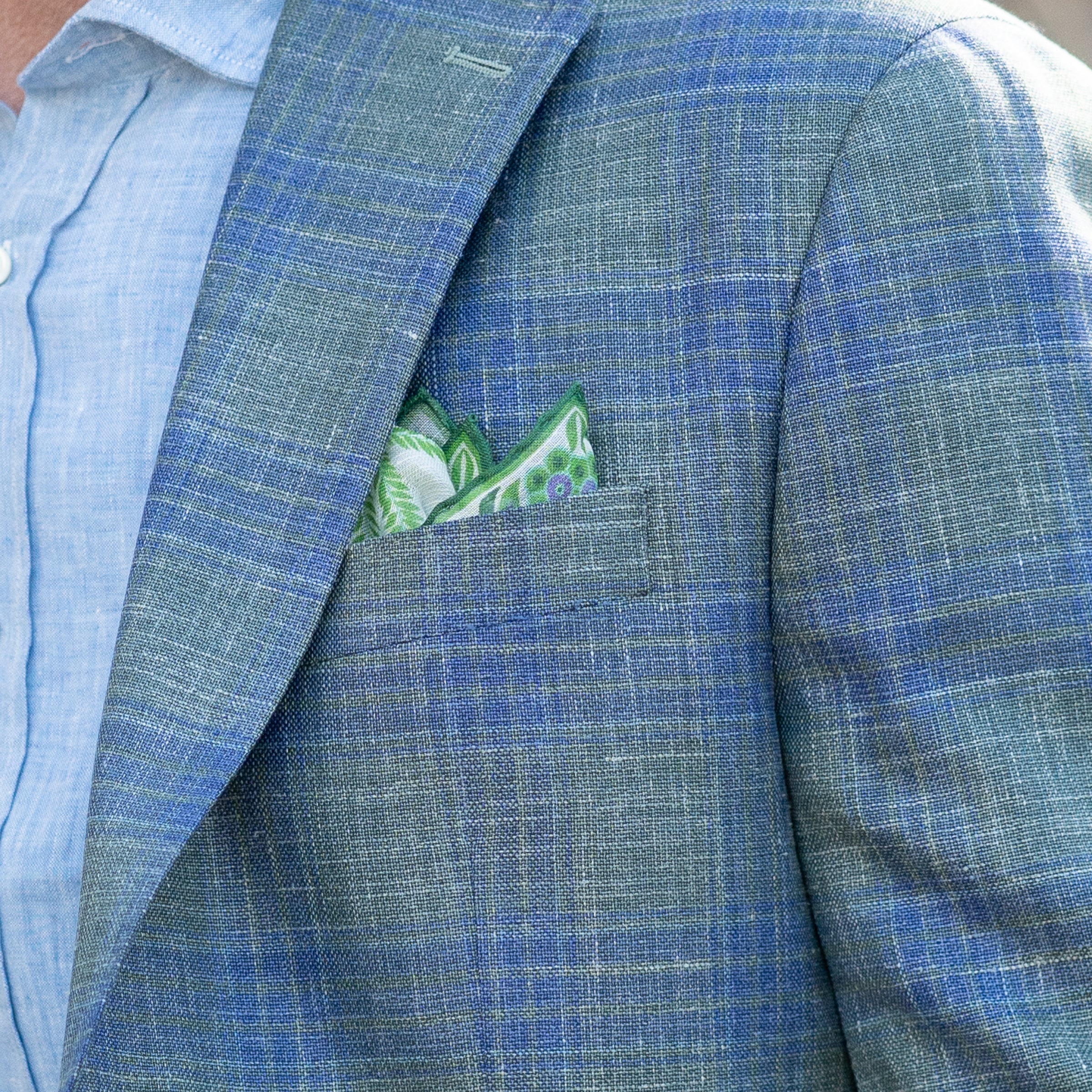 Palms Linen and Silk Pocket Square