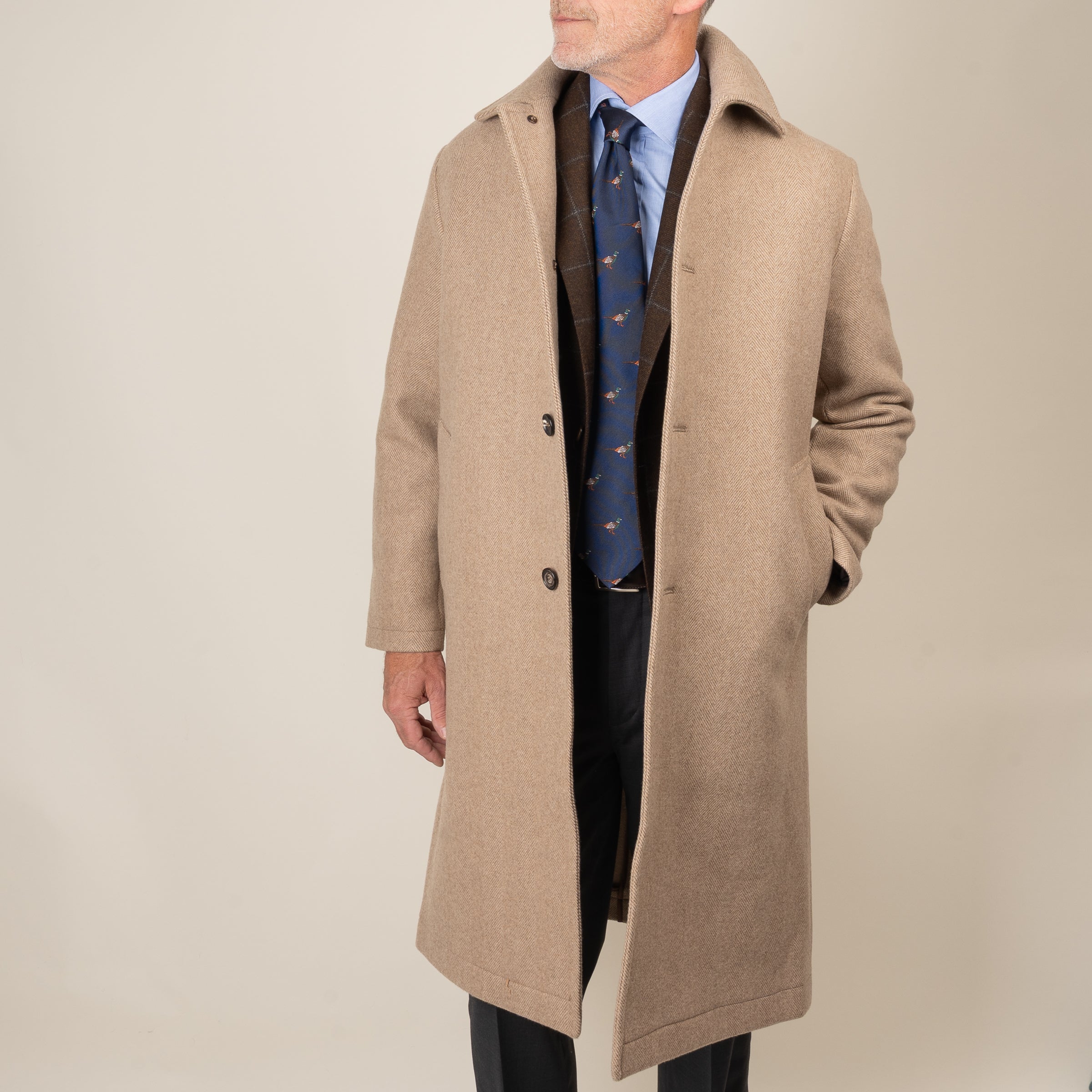 ジャケット・アウター ULTERIOR CASHMERE BEAVER OVER COAT Navy blue beaver coat in pure cashmere for men | Corneliani