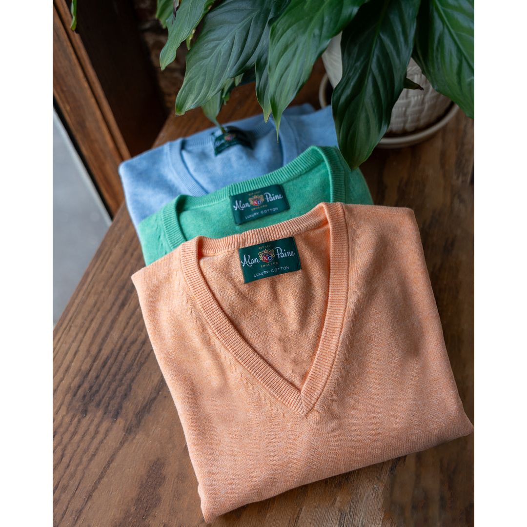 Rothwell Cotton and Cashmere V-Neck Sweater