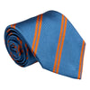 Sky Blue and Orange Double Reppe Stripe Silk Tie
