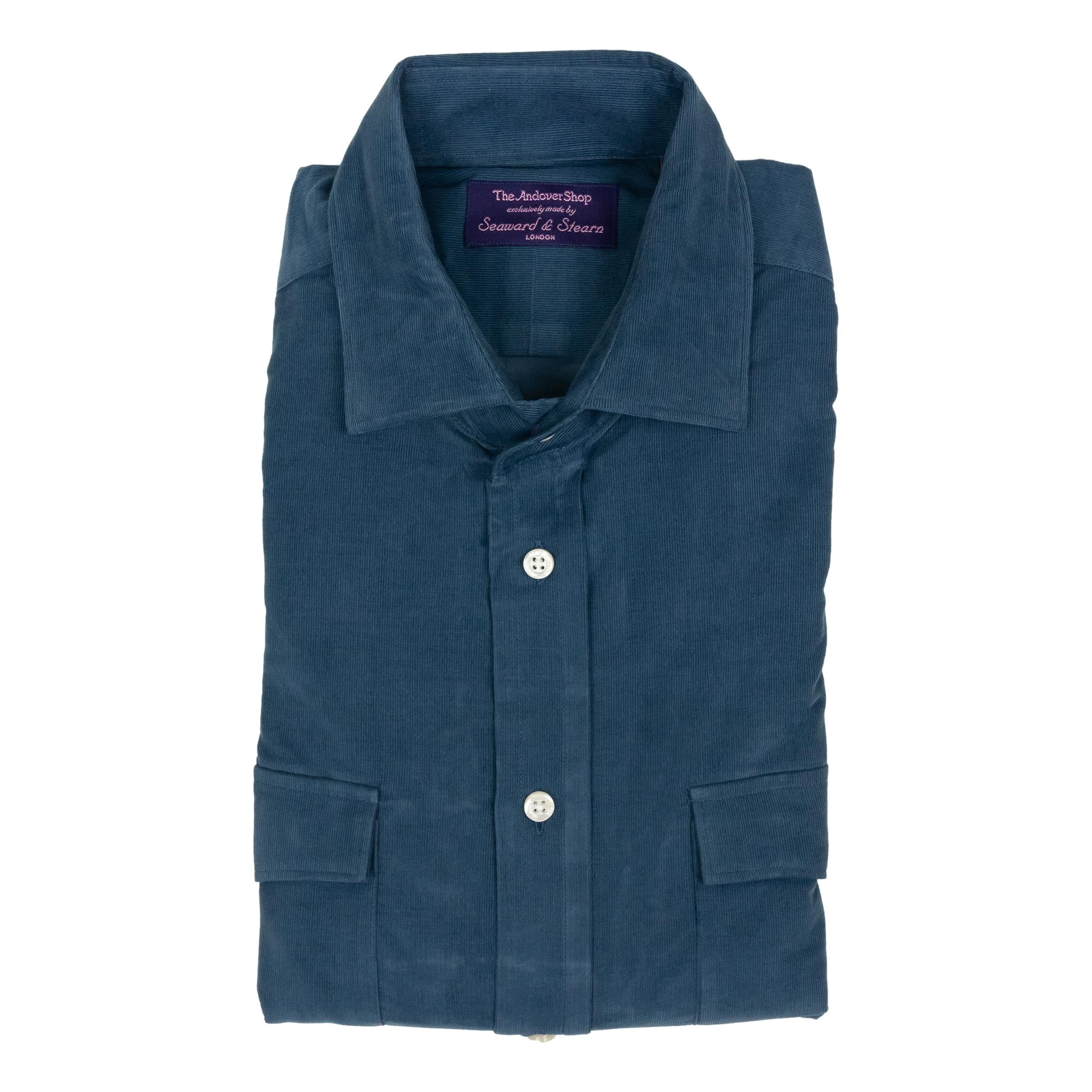 Slate Blue Fine Corduroy Spread Collar Sport Shirt – The Andover Shop