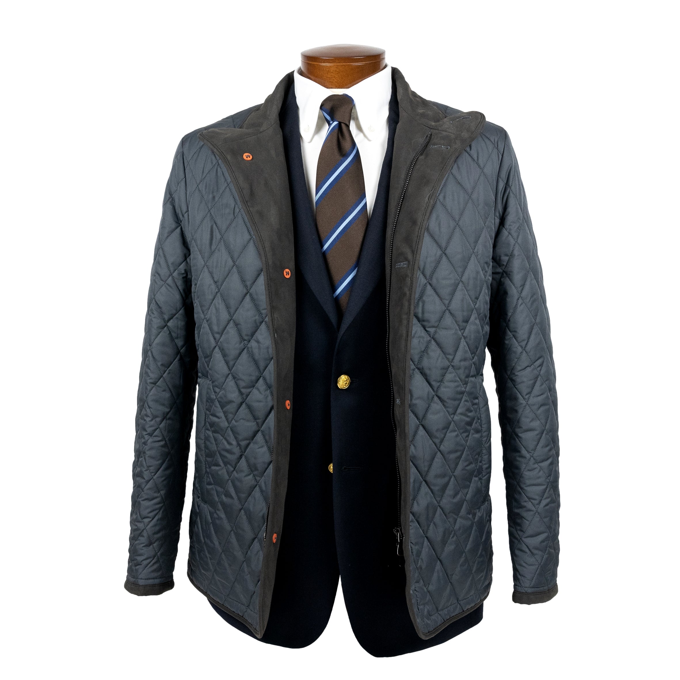 Steel Quilted Waterville Jacket with Alcantara Trim