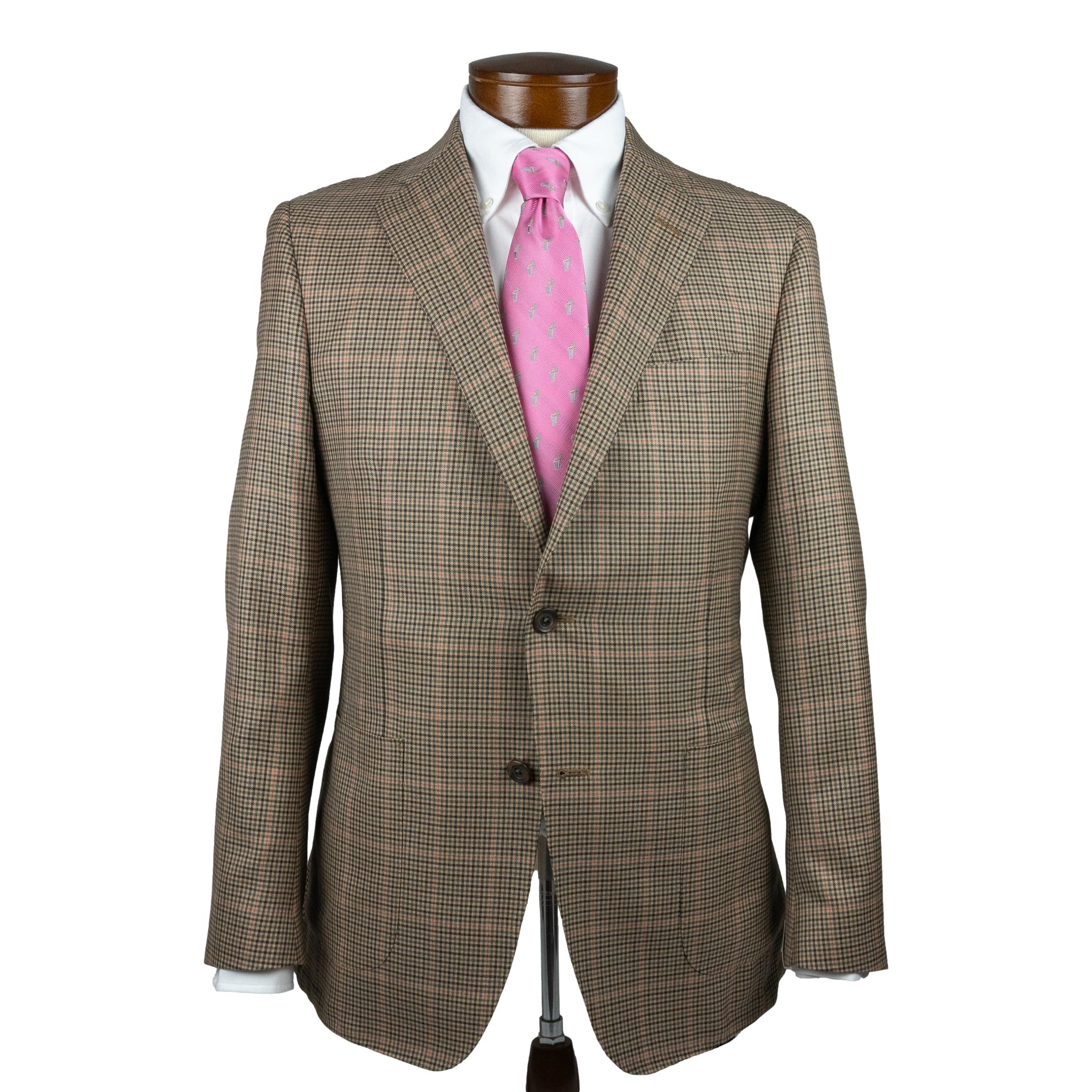 Tan, Brown, and Green Check with Rose Windowpane Super 130's Wool Sport Coat