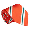 Tangerine with White and Green Reppe Stripe Silk Tie