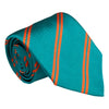 Teal and Orange Double Reppe Stripe Silk Tie