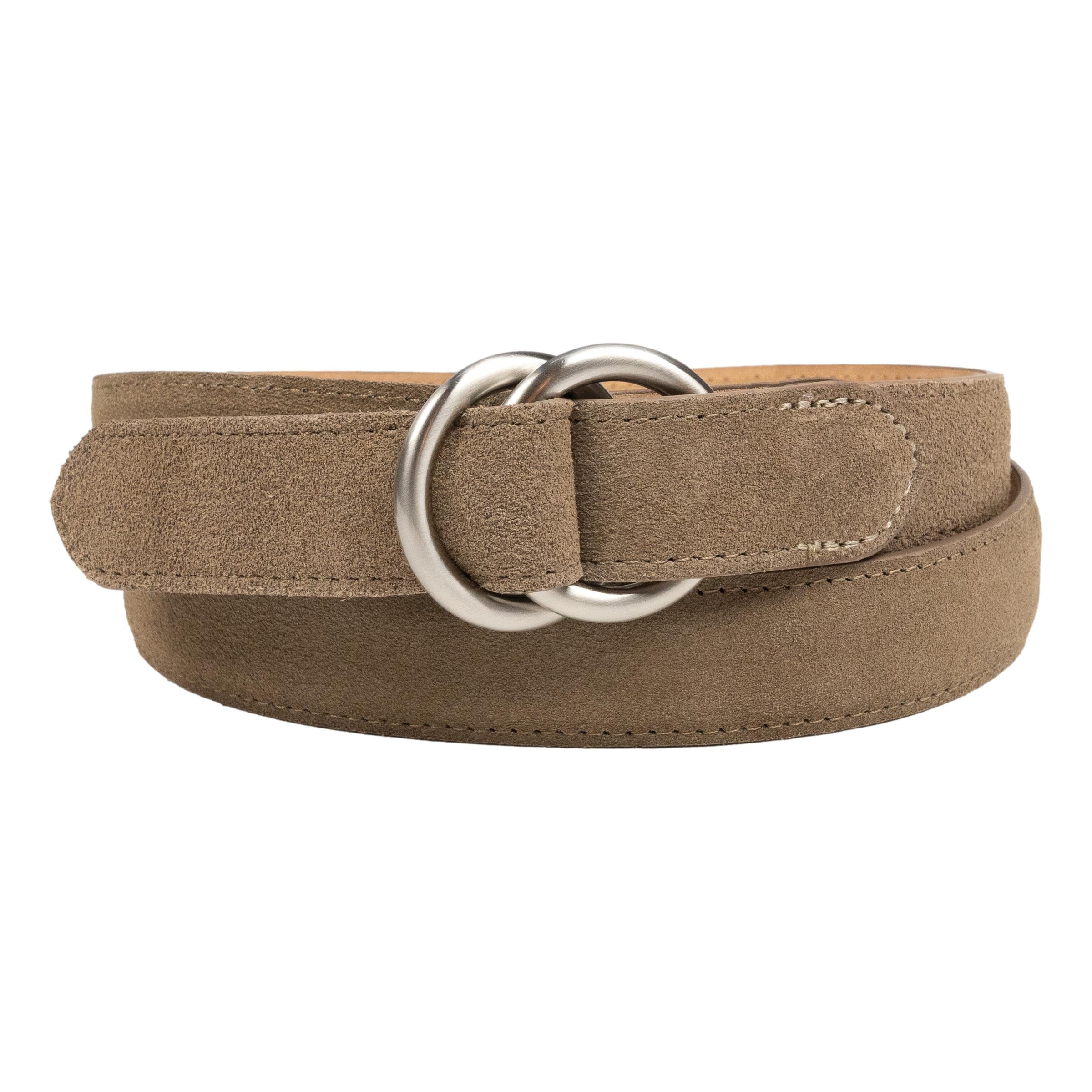 Suede Calfskin Belt with O-Ring Buckle