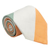 White, Light Orange, and Light Green Block Stripe Silk and Linen Tie