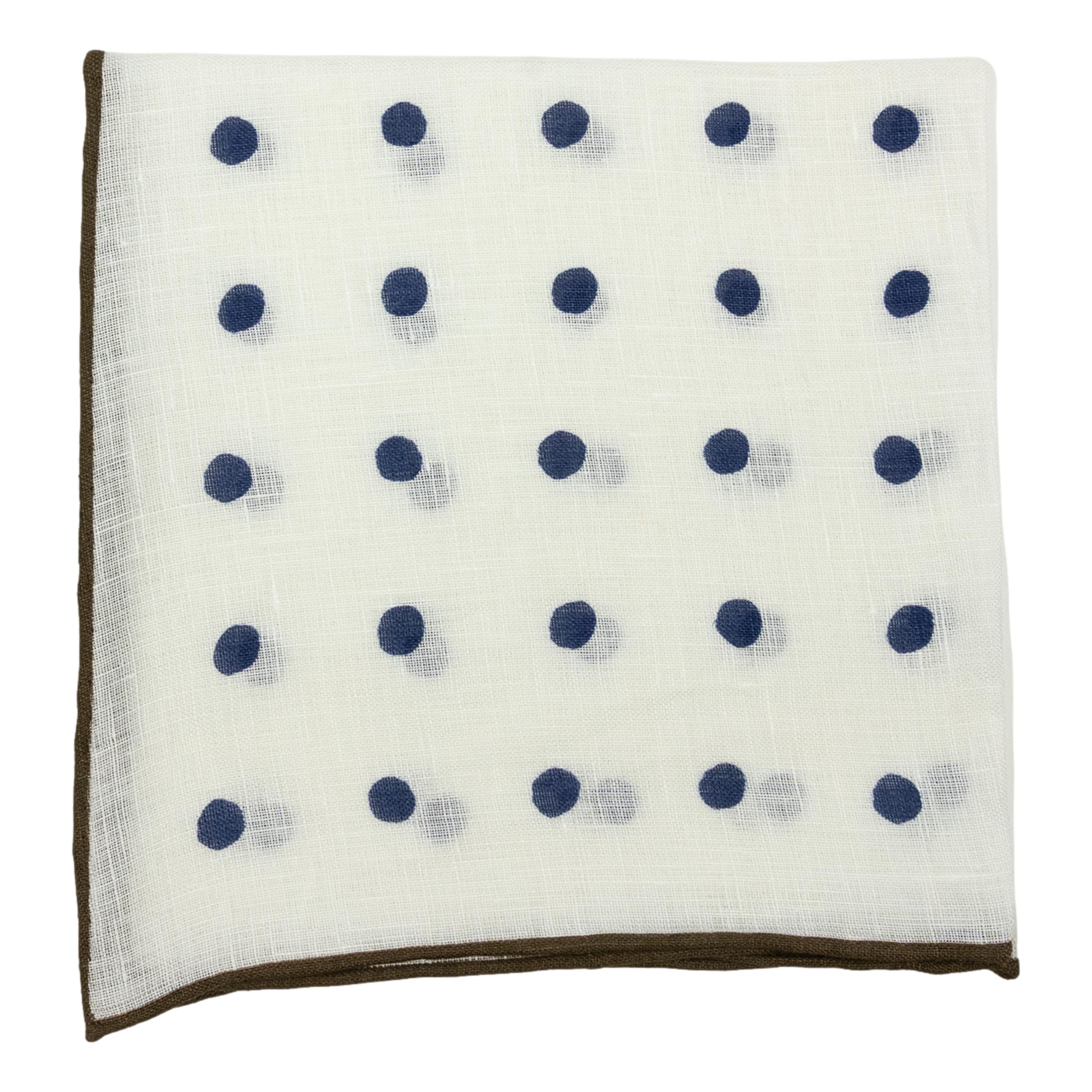 Large Polka Dot Linen Pocket Square