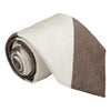 White and Brown Block Stripe Silk Tie