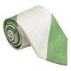 White and Green Block Stripe Silk Tie
