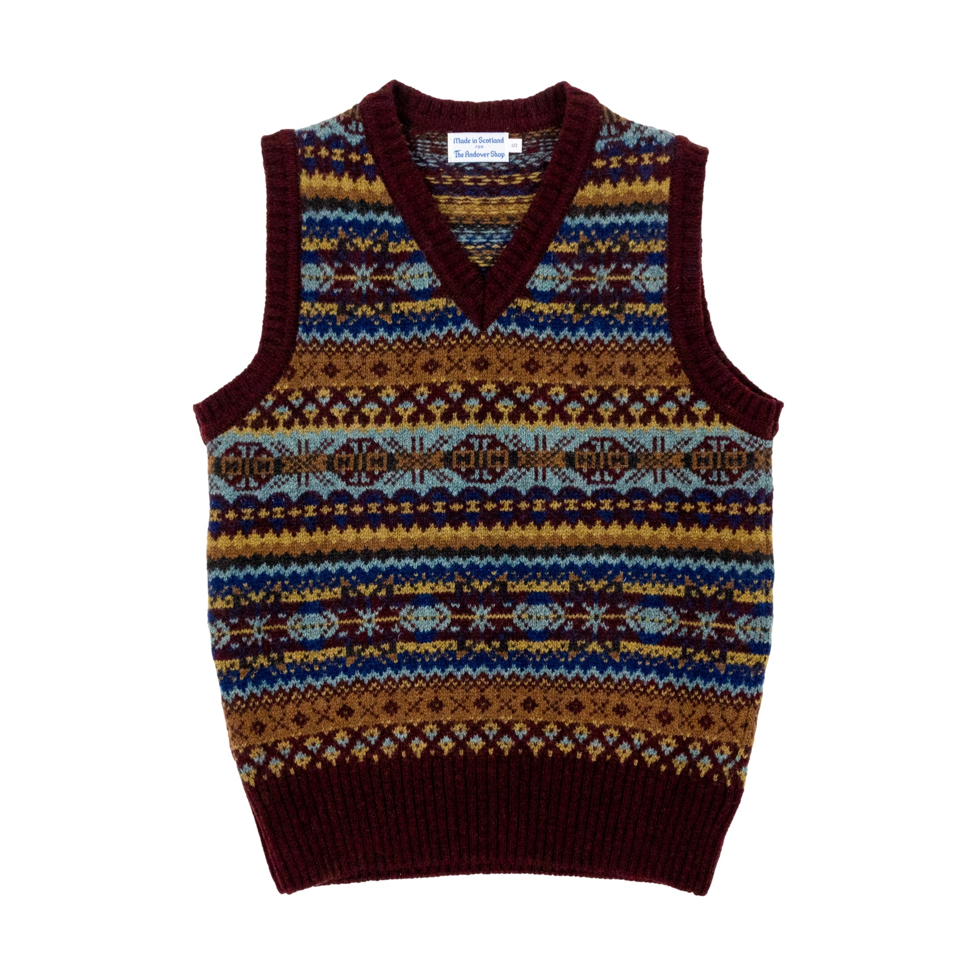 100% Wool Fairisle V-Neck Sweater Vest Wizard Small