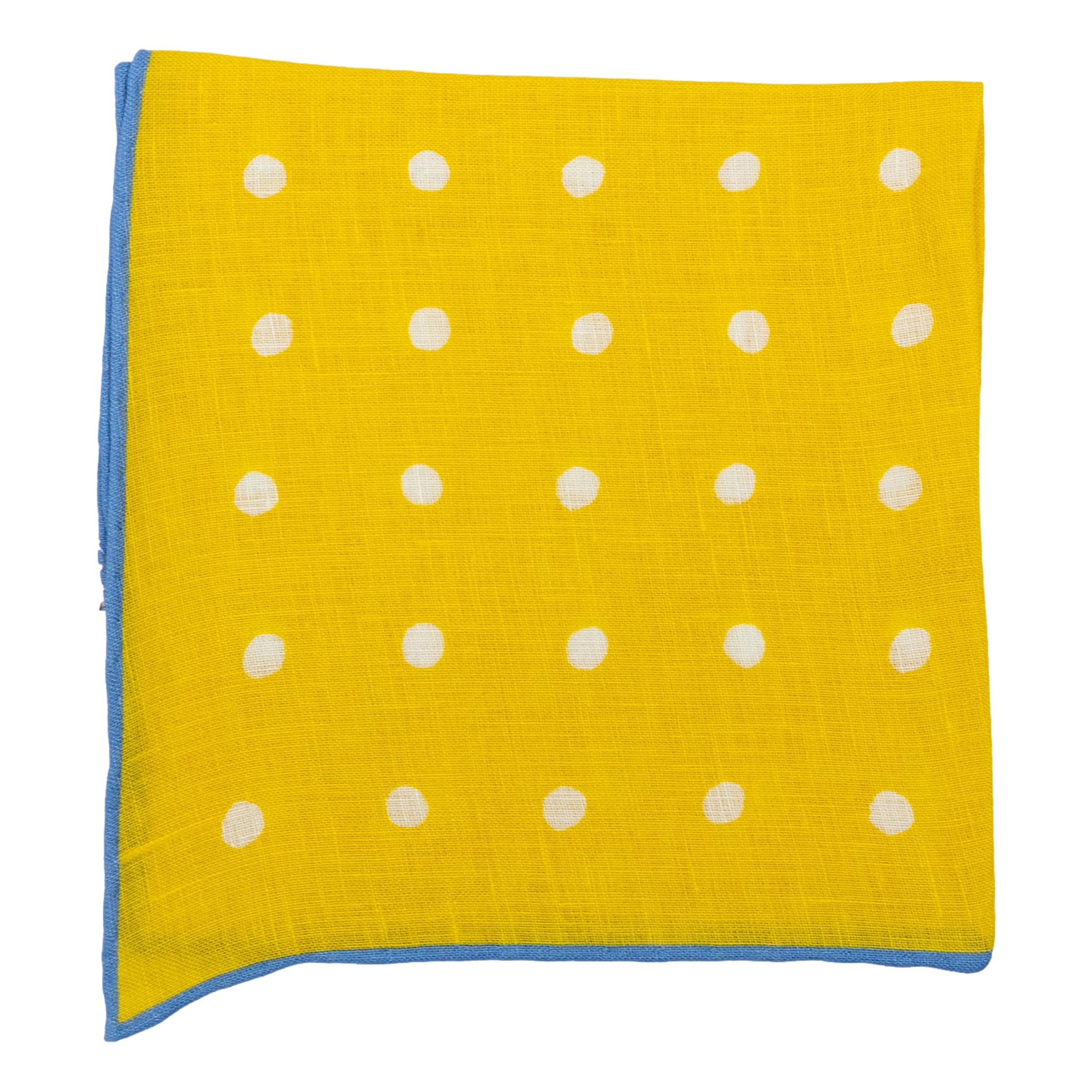 Large Polka Dot Linen Pocket Square