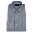 Blue Check with Windowpane Spread Collar Dress Shirt